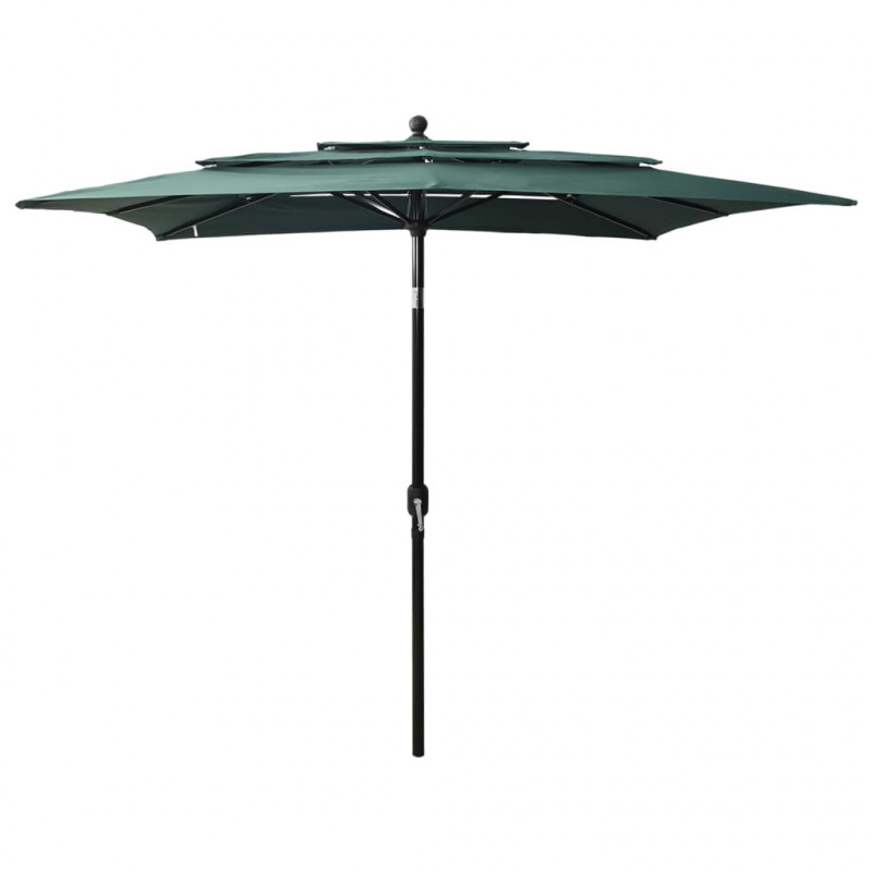 3-poziomowy parasol na aluminiowym słupku, zielony, 2,5x2,5 m