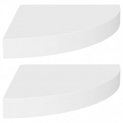 Narożne półki ścienne, 2 szt., białe, 25x25x3,8 cm, MDF