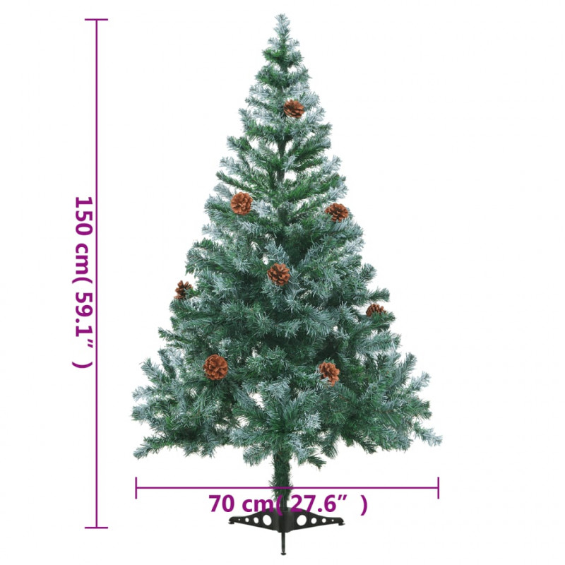 Sztuczna, oszroniona choinka z szyszkami, 150 cm