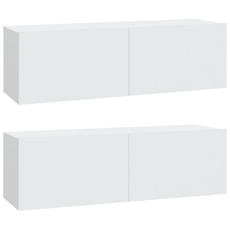Szafki ścienne pod TV, 2 szt., białe, 100x30x30 cm