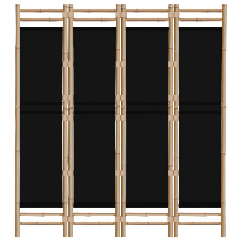 Składany parawan 4-panelowy, 160 cm, bambus i płótno