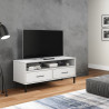 Szafka pod TV OSLO, metalowe nóżki, biała, sosnowa