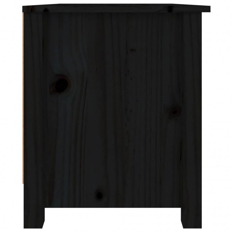 Szafka na buty, czarna, 70x38x45,5 cm, lite drewno sosnowe