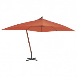 Wiszący parasol z drewnianym słupkiem, 400x300 cm, terakotowy