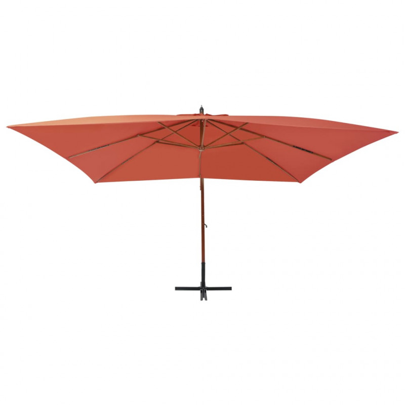 Wiszący parasol z drewnianym słupkiem, 400x300 cm, terakotowy