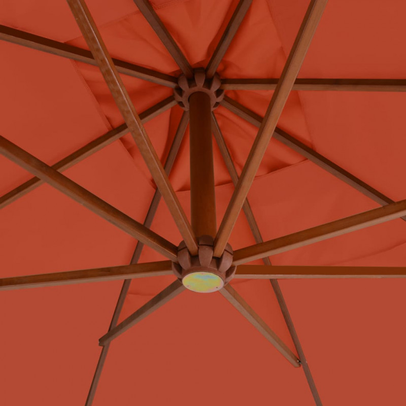 Wiszący parasol z drewnianym słupkiem, 400x300 cm, terakotowy