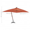 Wiszący parasol z drewnianym słupkiem, 400x300 cm, terakotowy