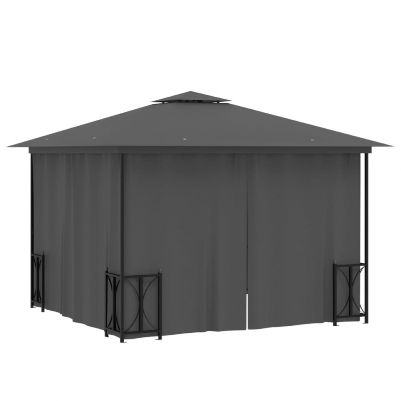 Altana z zasłonkami i dwuczęściowym dachem, 3x3 m, antracytowa