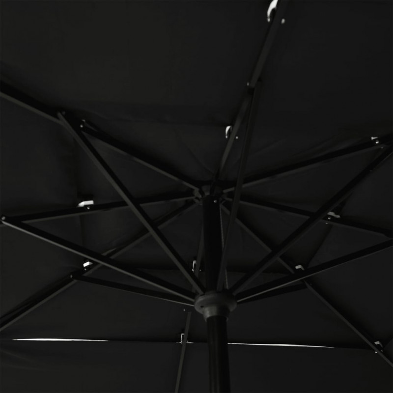 3-poziomowy parasol na aluminiowym słupku, czarny, 2,5x2,5 m