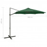 Parasol wiszący z LED i słupkiem, zielony, 300 cm