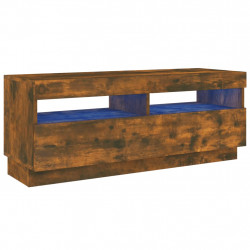 Szafka pod TV z oświetleniem LED, przydymiony dąb, 100x35x40 cm