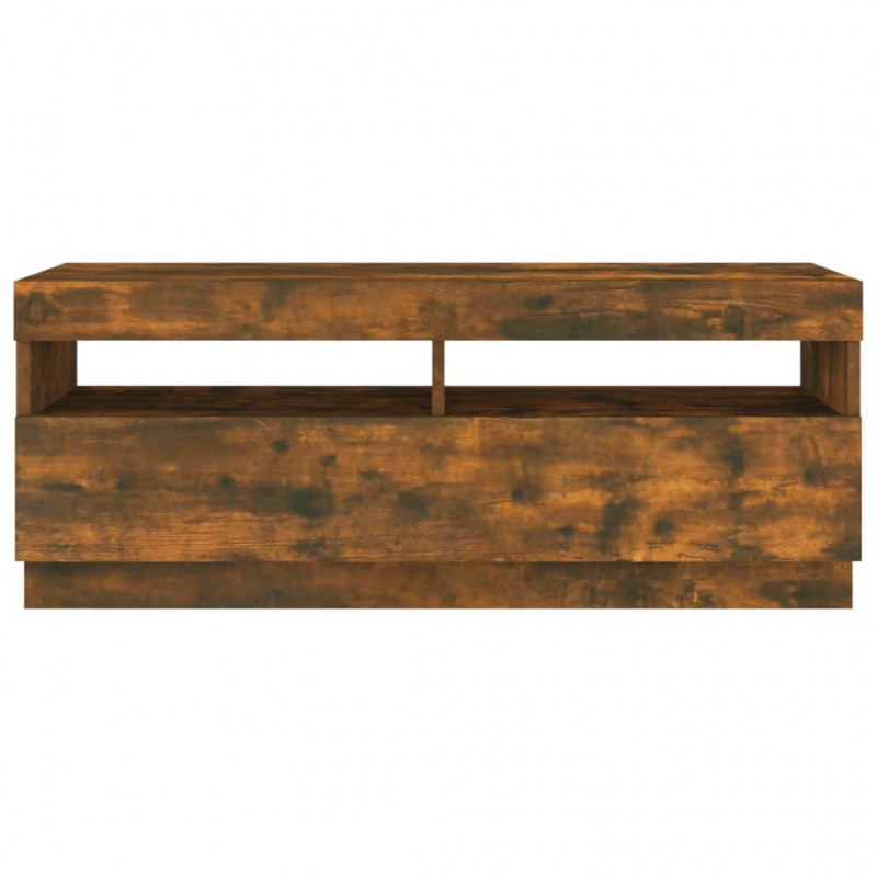 Szafka pod TV z oświetleniem LED, przydymiony dąb, 100x35x40 cm