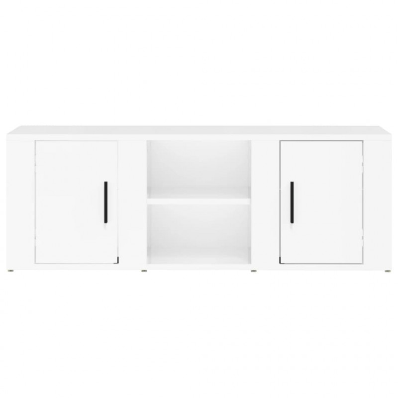 Szafka pod TV, wysoki połysk, biała, 150x34,5x30 cm