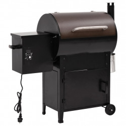 Grill na pellet z kominem, czarny, 104 cm, żelazo