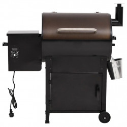 Grill na pellet z kominem, czarny, 104 cm, żelazo