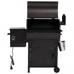 Grill na pellet z kominem, czarny, 104 cm, żelazo