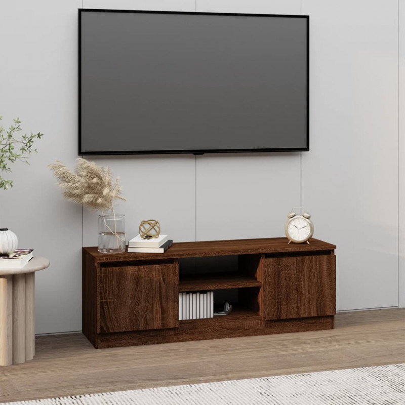Szafka pod TV, z drzwiczkami, brązowy dąb, 102x30x36 cm