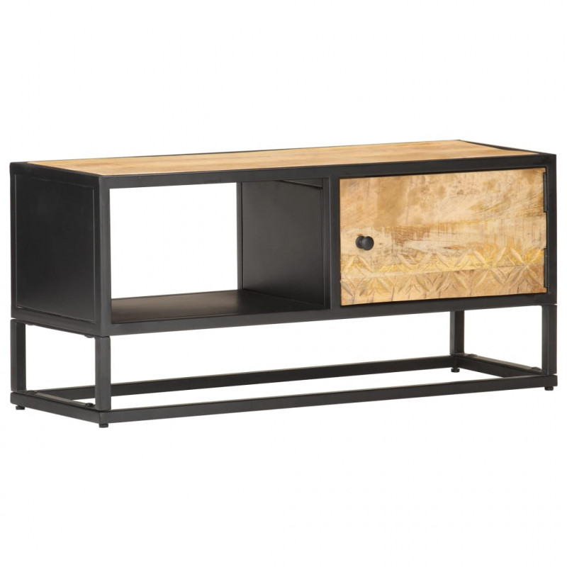 Szafka TV z drzwiczkami, 90x30x40 cm, surowe drewno mango