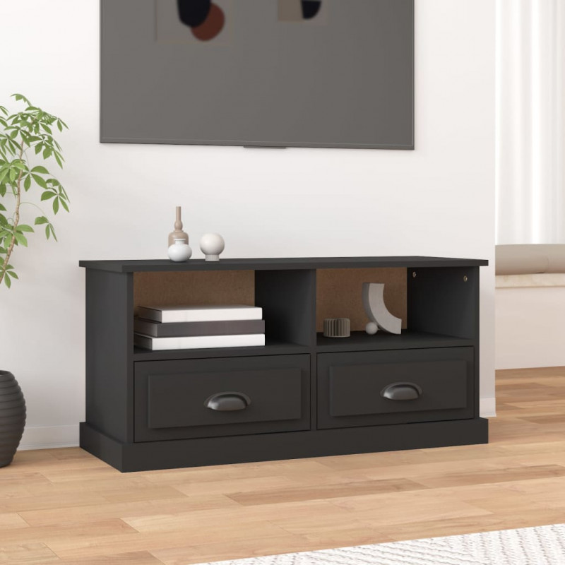 Szafka pod TV, czarna, 93x35,5x45 cm, materiał drewnopochodny