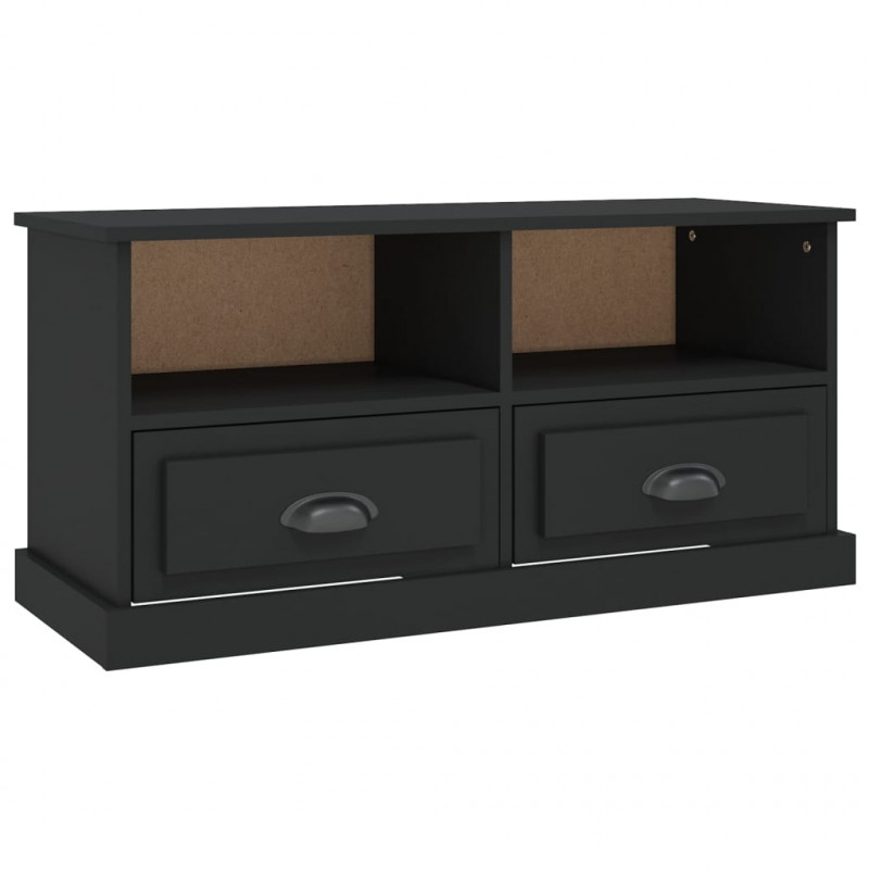 Szafka pod TV, czarna, 93x35,5x45 cm, materiał drewnopochodny