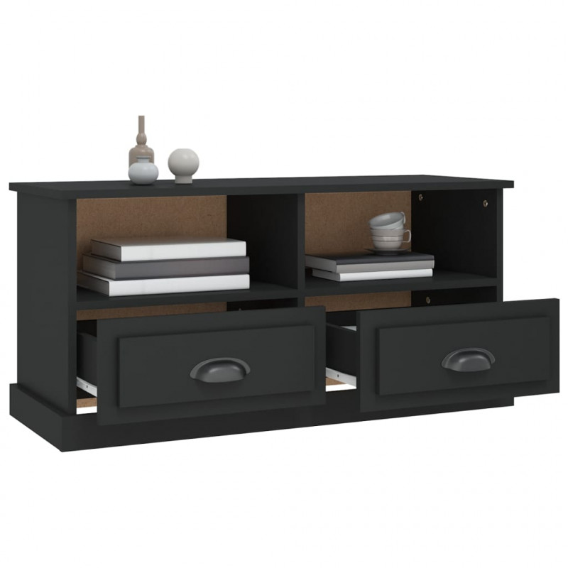 Szafka pod TV, czarna, 93x35,5x45 cm, materiał drewnopochodny