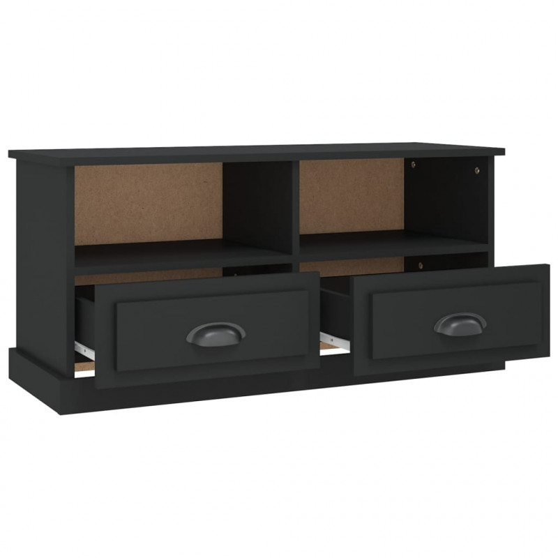 Szafka pod TV, czarna, 93x35,5x45 cm, materiał drewnopochodny