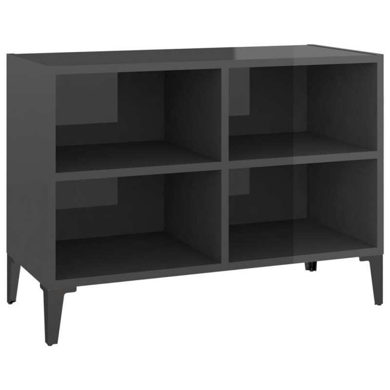 Szafka TV z metalowymi nóżkami, szara, połysk, 69,5x30x50 cm