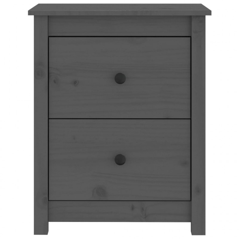 Szafki nocne, 2 szt., szare, 50x35x61,5 cm, lite drewno sosnowe