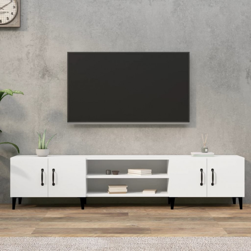 Szafka pod TV, biała, 180x31,5x40 cm, materiał drewnopochodny