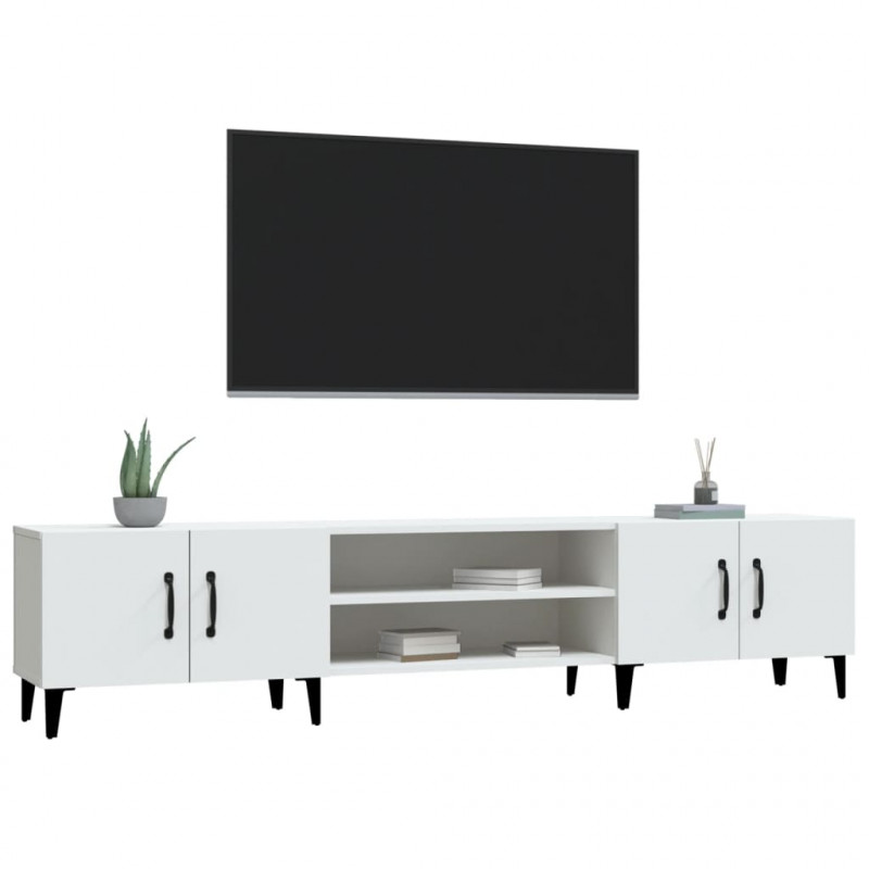 Szafka pod TV, biała, 180x31,5x40 cm, materiał drewnopochodny