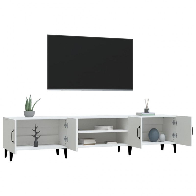 Szafka pod TV, biała, 180x31,5x40 cm, materiał drewnopochodny
