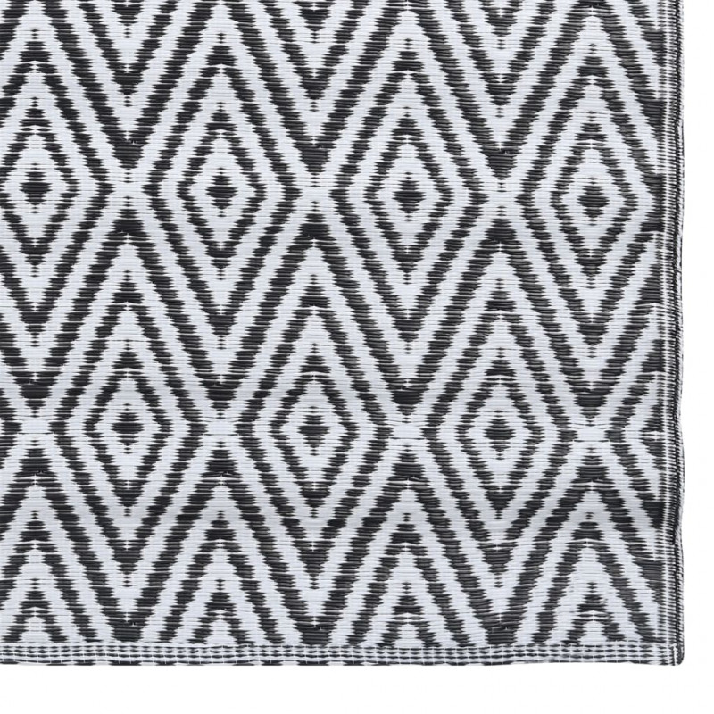 Dywan na zewnątrz, biało-czarny, 120x180 cm, PP
