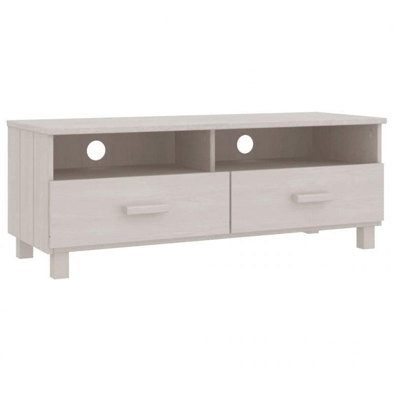 Szafka pod TV HAMAR, biała, 106x40x40 cm, lite drewno sosnowe