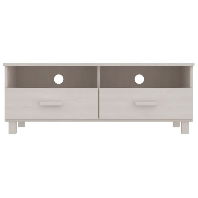 Szafka pod TV HAMAR, biała, 106x40x40 cm, lite drewno sosnowe