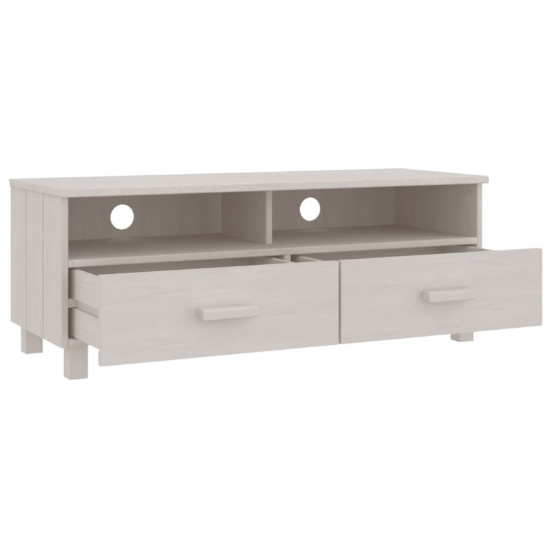 Szafka pod TV HAMAR, biała, 106x40x40 cm, lite drewno sosnowe