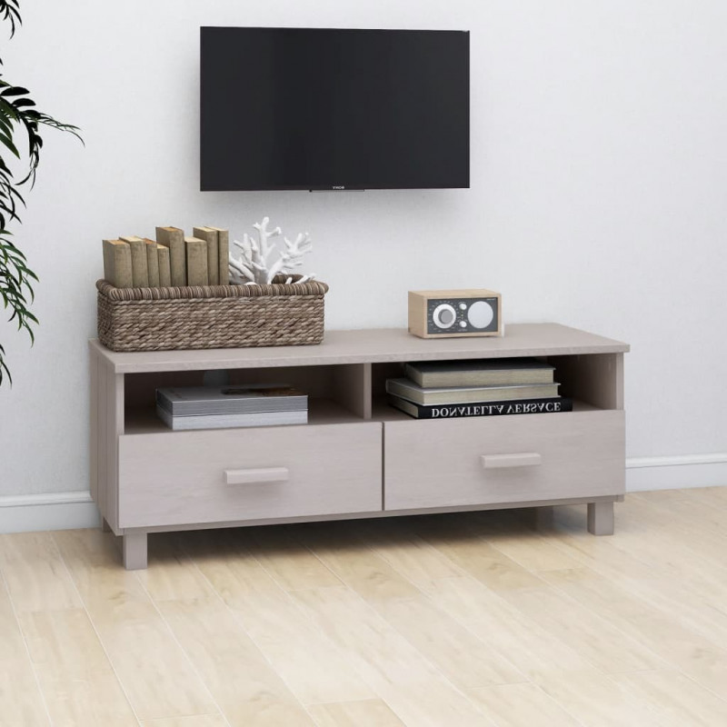Szafka pod TV HAMAR, biała, 106x40x40 cm, lite drewno sosnowe