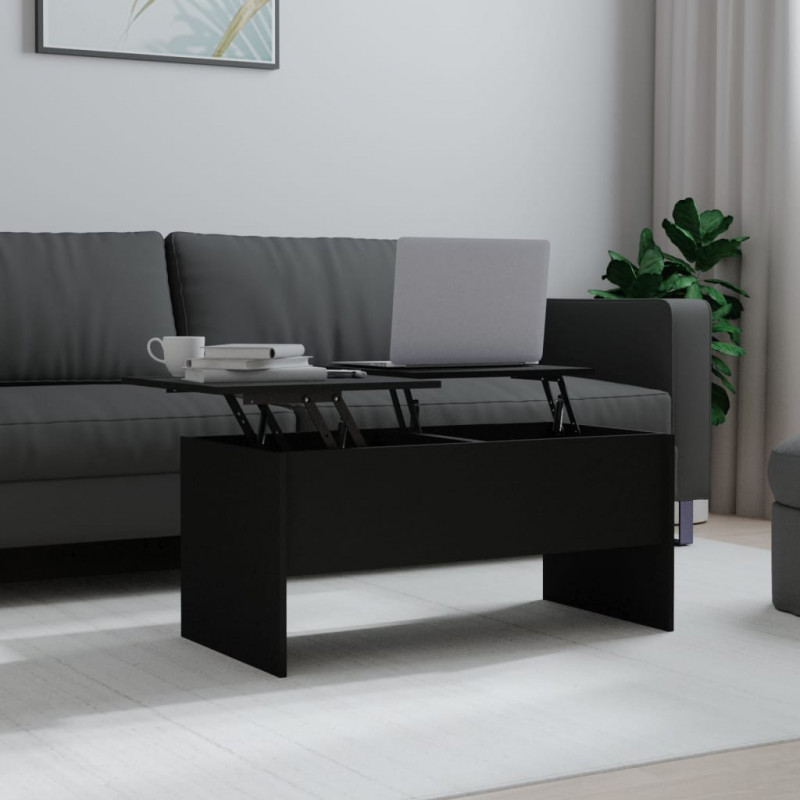 Stolik kawowy, czarny 102x50,5x46,5 cm, materiał drewnopochodny