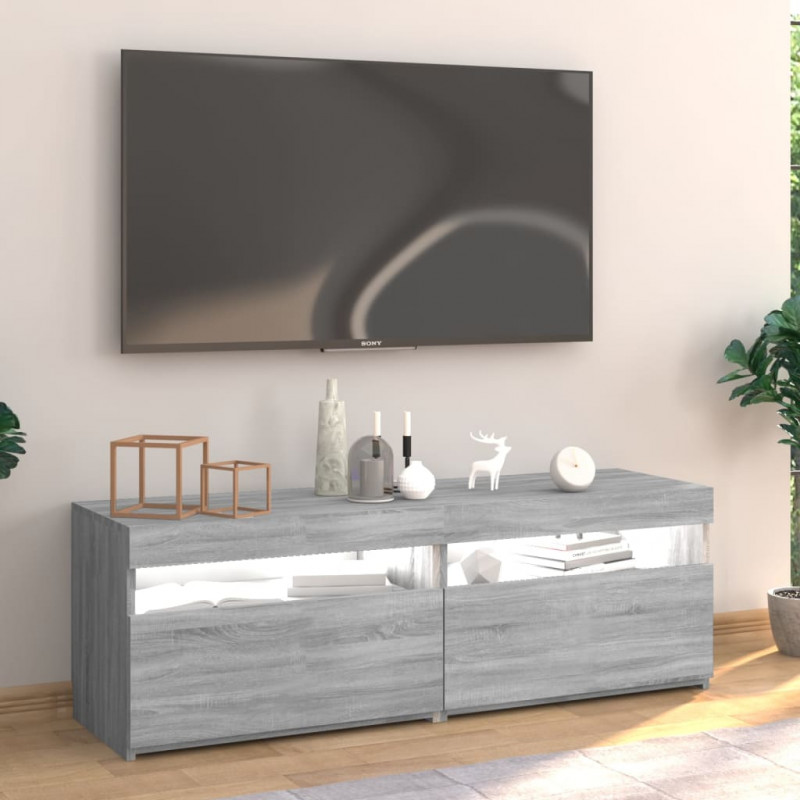 Szafka pod TV z LED, szary dąb sonoma, 120x35x40 cm