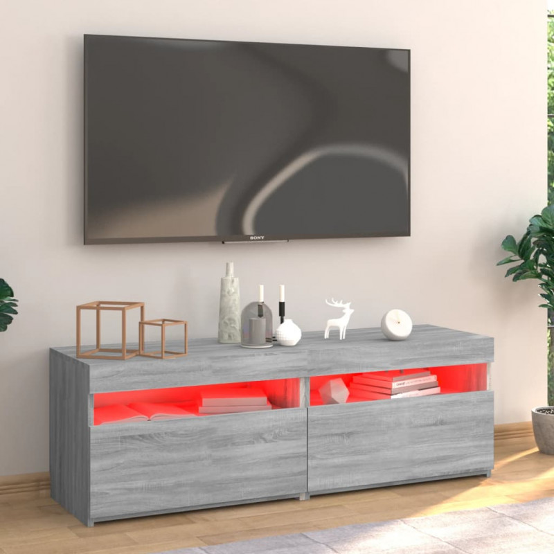 Szafka pod TV z LED, szary dąb sonoma, 120x35x40 cm