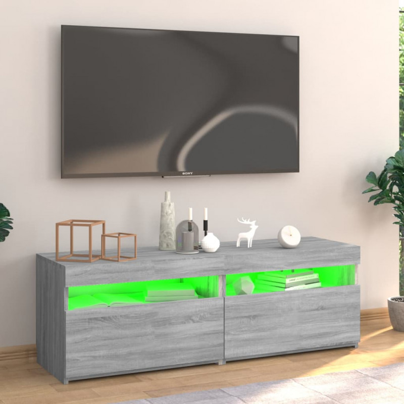 Szafka pod TV z LED, szary dąb sonoma, 120x35x40 cm