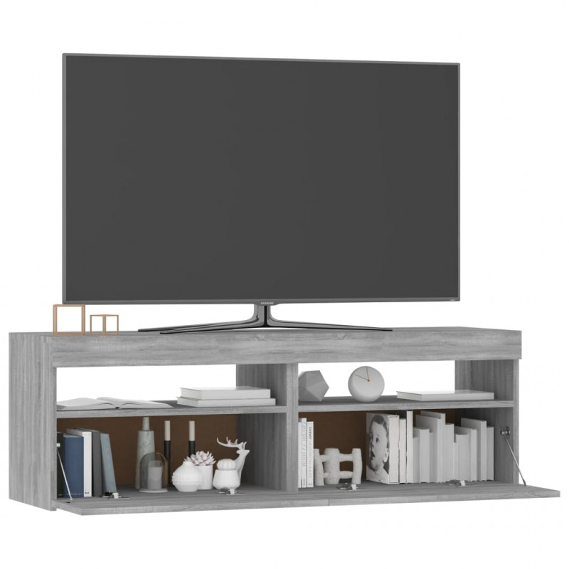 Szafka pod TV z LED, szary dąb sonoma, 120x35x40 cm