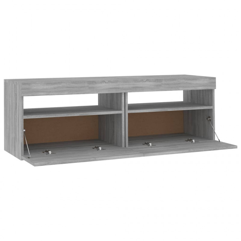 Szafka pod TV z LED, szary dąb sonoma, 120x35x40 cm