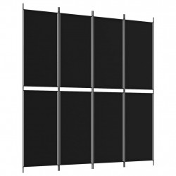 Parawan 4-panelowy, czarny, 200x220 cm, tkanina