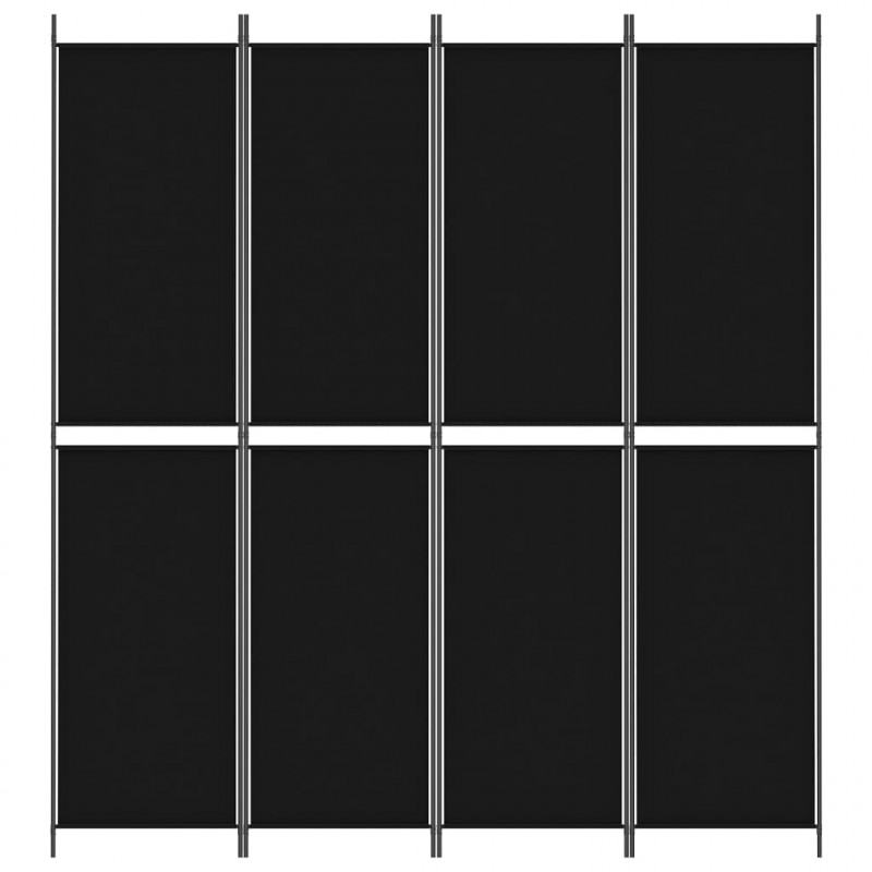 Parawan 4-panelowy, czarny, 200x220 cm, tkanina