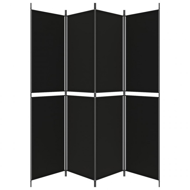 Parawan 4-panelowy, czarny, 200x220 cm, tkanina