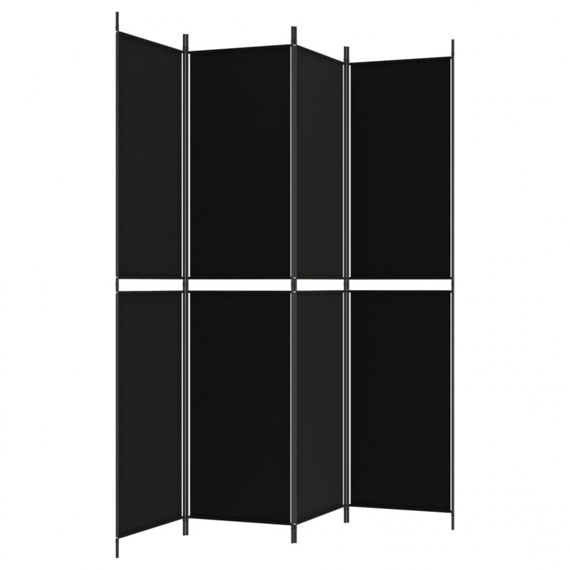 Parawan 4-panelowy, czarny, 200x220 cm, tkanina