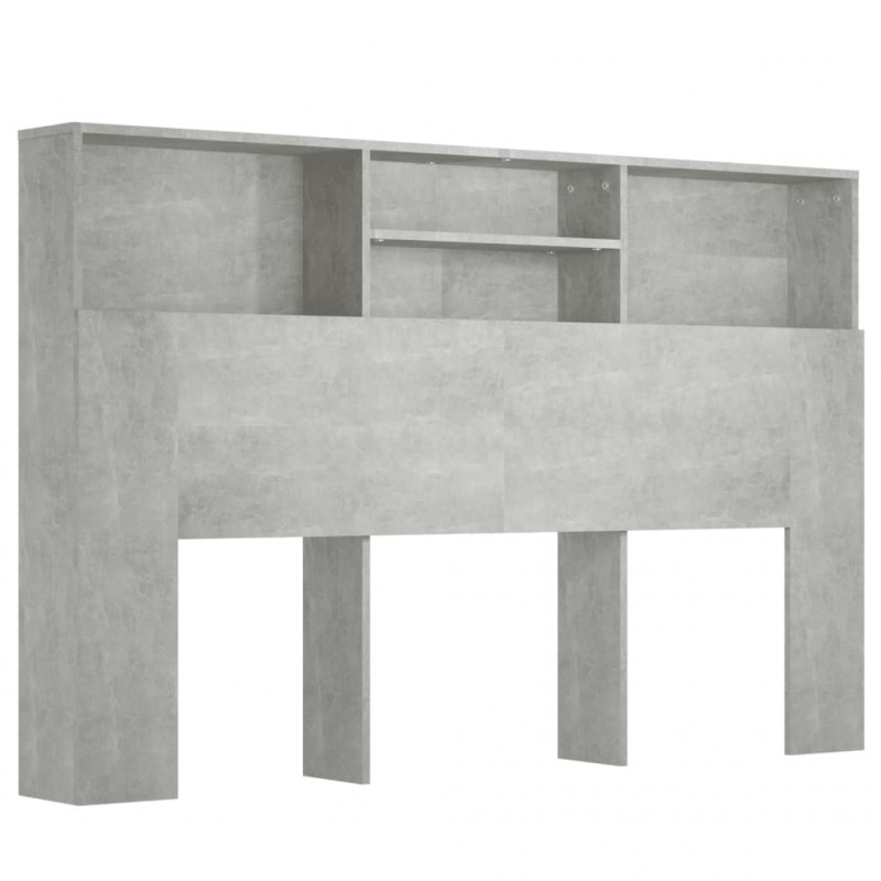 Wezgłowie łóżka z półkami, szarość betonu, 160x19x103,5 cm