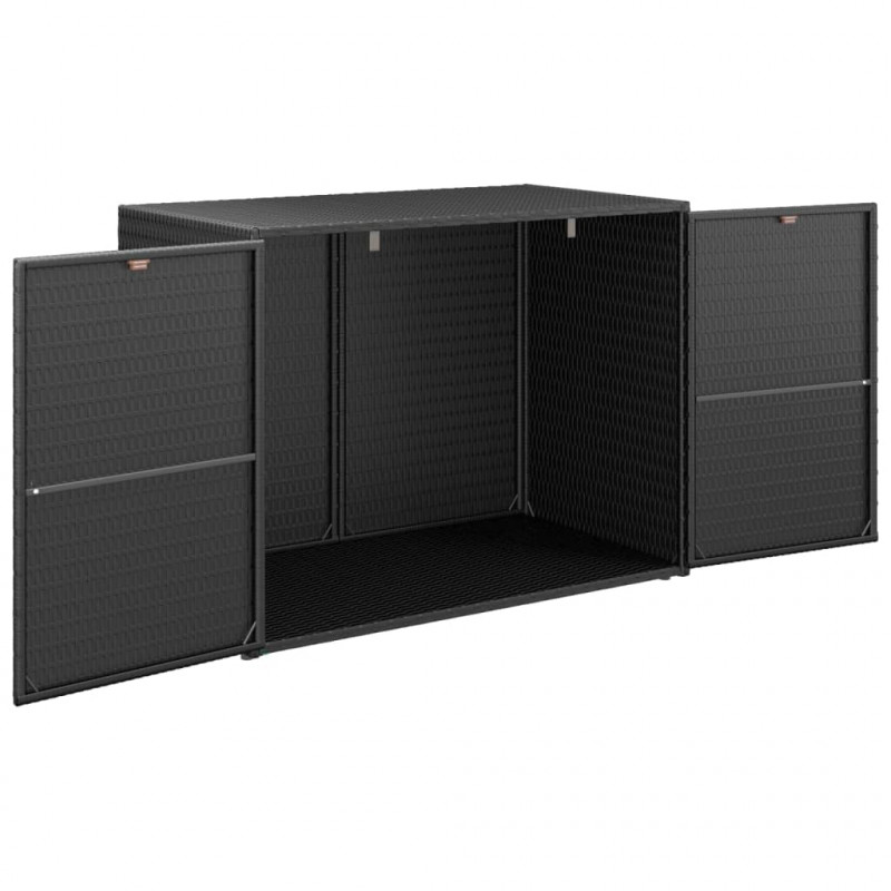 Szafka ogrodowa, czarna, 100x55,5x80 cm, rattan PE