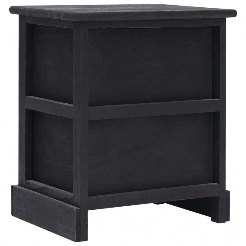 Szafki nocne, 2 szt., czarne, 38x28x45 cm, drewno paulownia