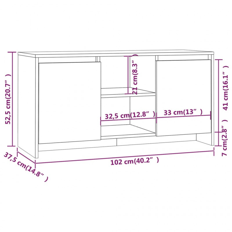 Szafka pod TV, szarość betonu, 102x37,5x52,5 cm